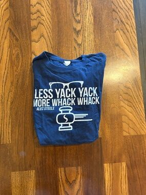 Navy Graphic Tee with White Slogan - "Less Yack Yack More Whack Whack"
